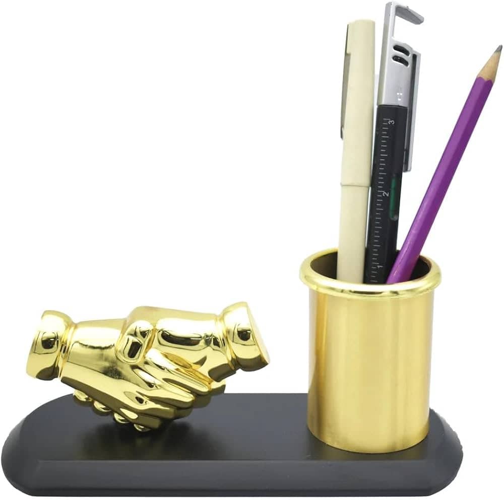 Desk Stand with Handshake Emblem